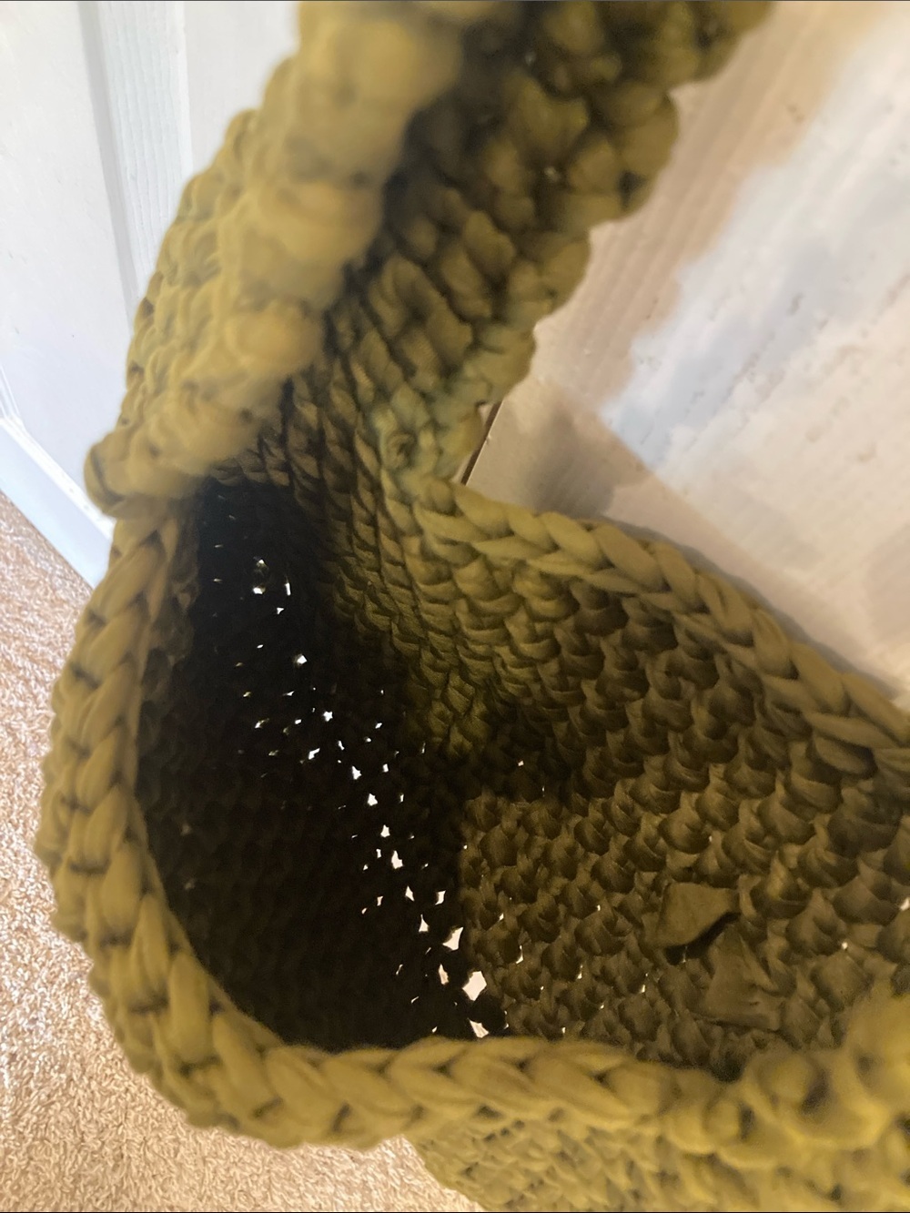 Handcrafted Olive Green Crochet Shoulder Bag - Picture 3 of 5